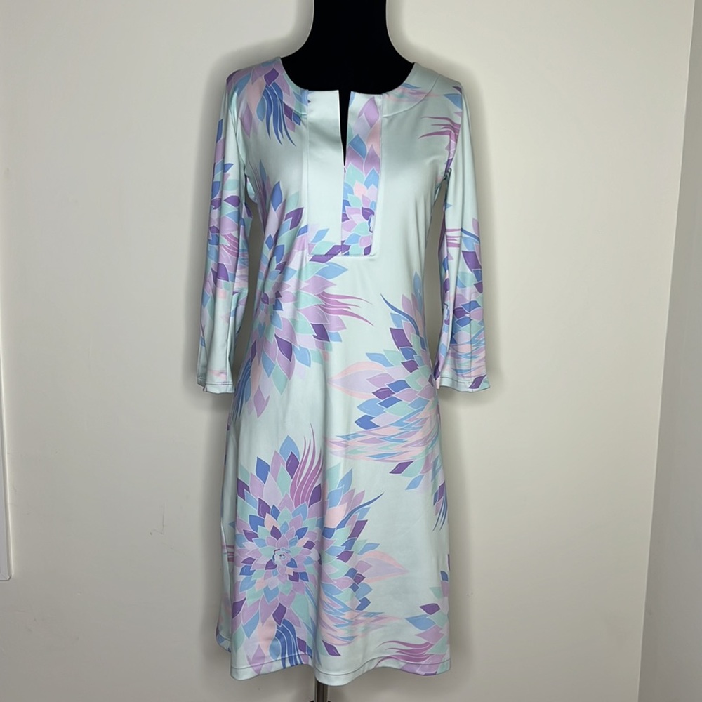 CHELSEA GUNN V-Neck Purple Blue Performance Dress XS